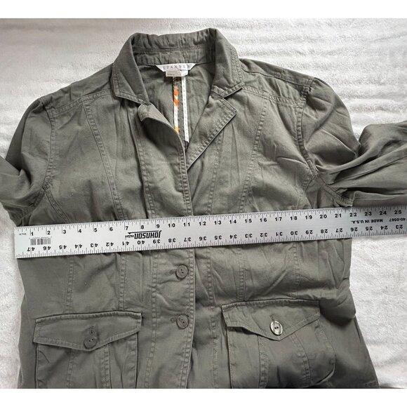 Spanner Womens Olive Green Blazer Jacket Size 14 Button-Up Cotton Blend Stretch - Picture 5 of 6